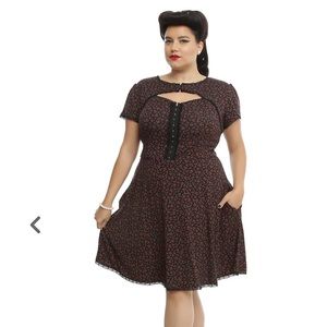 Black & Red Miniature Roses Rockabilly Dress Plus Size